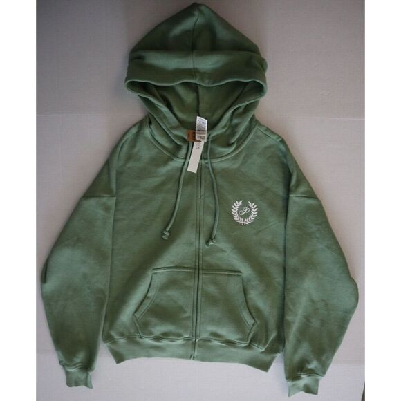 PINK Victoria's Secret WMN Sz XS Green Ivy Fleece Flare Pants Zip-Up Hoodie Set - Picture 7 of 16